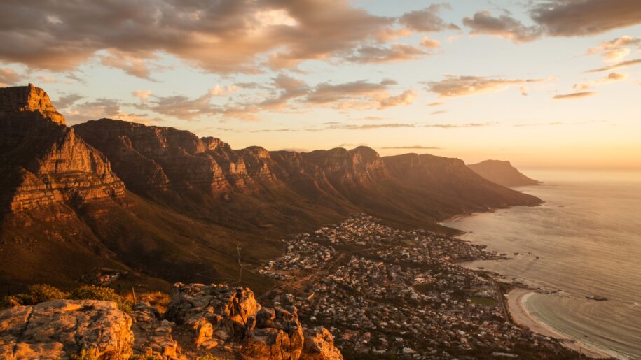 Calm sea horizon at dusk along the South African coastline
