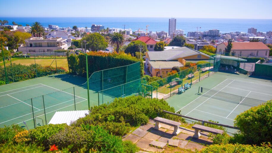 Tennis courts overlooking the ocean in Cape Town, South Africa